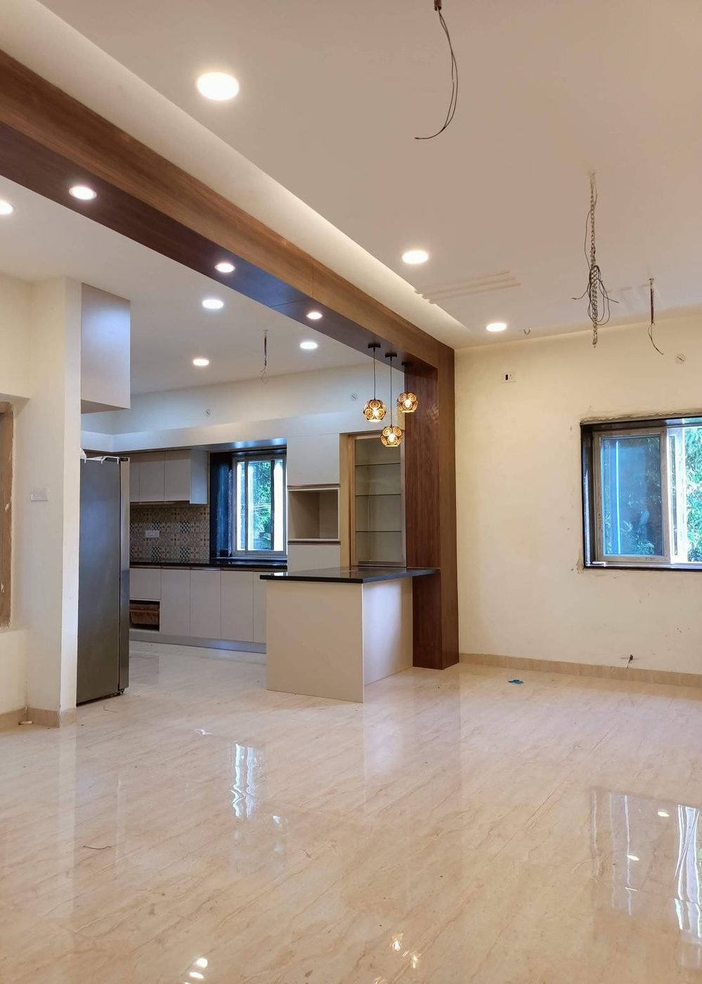 Open Kitchen & Living Hall — full home interior design in Chennai